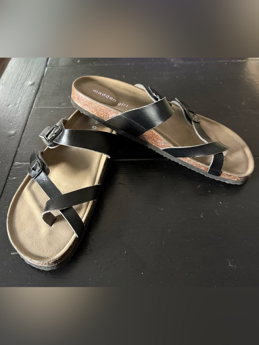 NWOB! Madden Girl “Bryceee” Black Strappy Slide Sandals